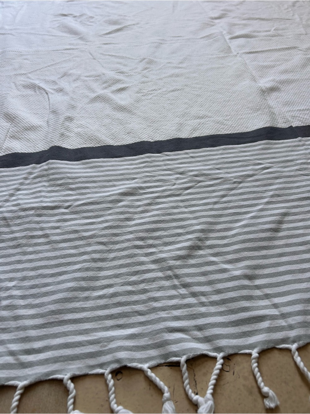 WEST ELM Shower Cotton Curtain with Stripes/Fringes #0501264 - Picture 4 of 16